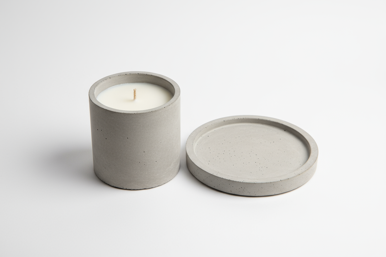 cement candle jar and cement plate 